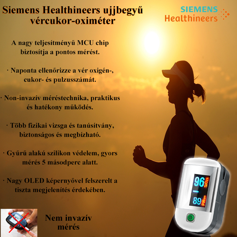 Glucometrul Siemens Healthineers Clip-On Glucometer măsoară glicemia și conținutul de oxigen din sânge.