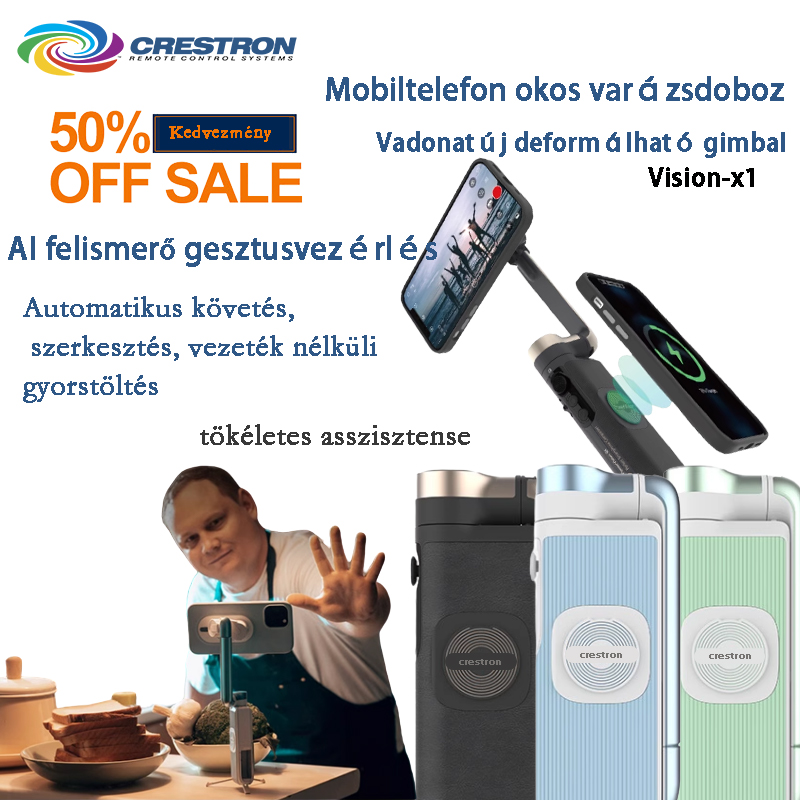 [50% kedvezmény az eseményre] CRESTRON Vision-x1 mobil intelligens varázsdoboz gimbal, mesterséges intelligencia-felismerés, kézmozdulatokkal vezérelhető távirányító, azonnali áramátalakítás, támogatja a vezeték nélküli gyorstöltést, és olyan utófeldolgoz