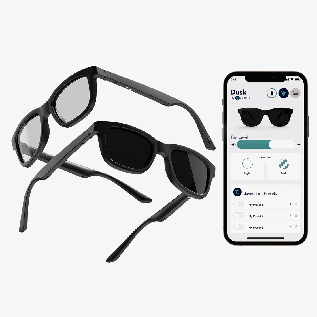 Inteligentní sluneční brýle s možností změny barev a vestavěným zvukem s funkcí App