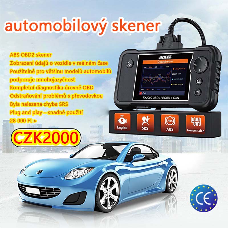 Ancel FX2000 OBD2 Skener vozidla Čtečka kódů auta Kontrola motoru Kontrola ABS SRS Transmission Diagnostic Tool