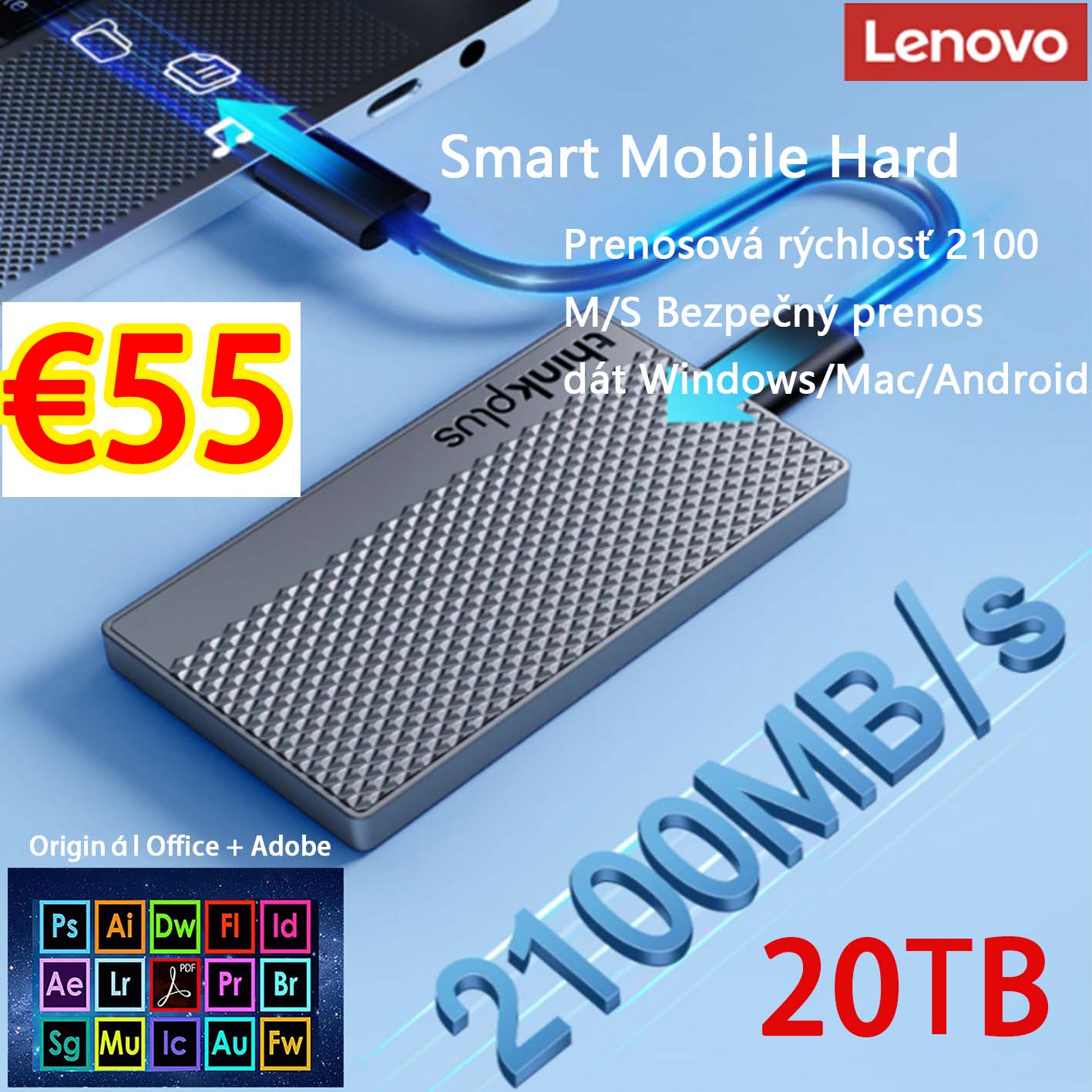 [Lenovo] 20TB inteligentný mobilný pevný disk