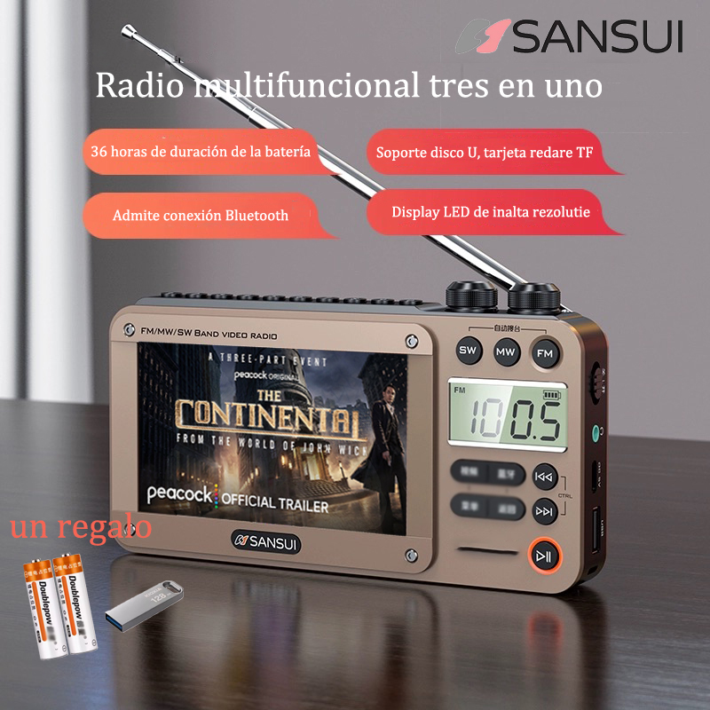 Radio multifunción tres en uno Sansui con pantalla táctil