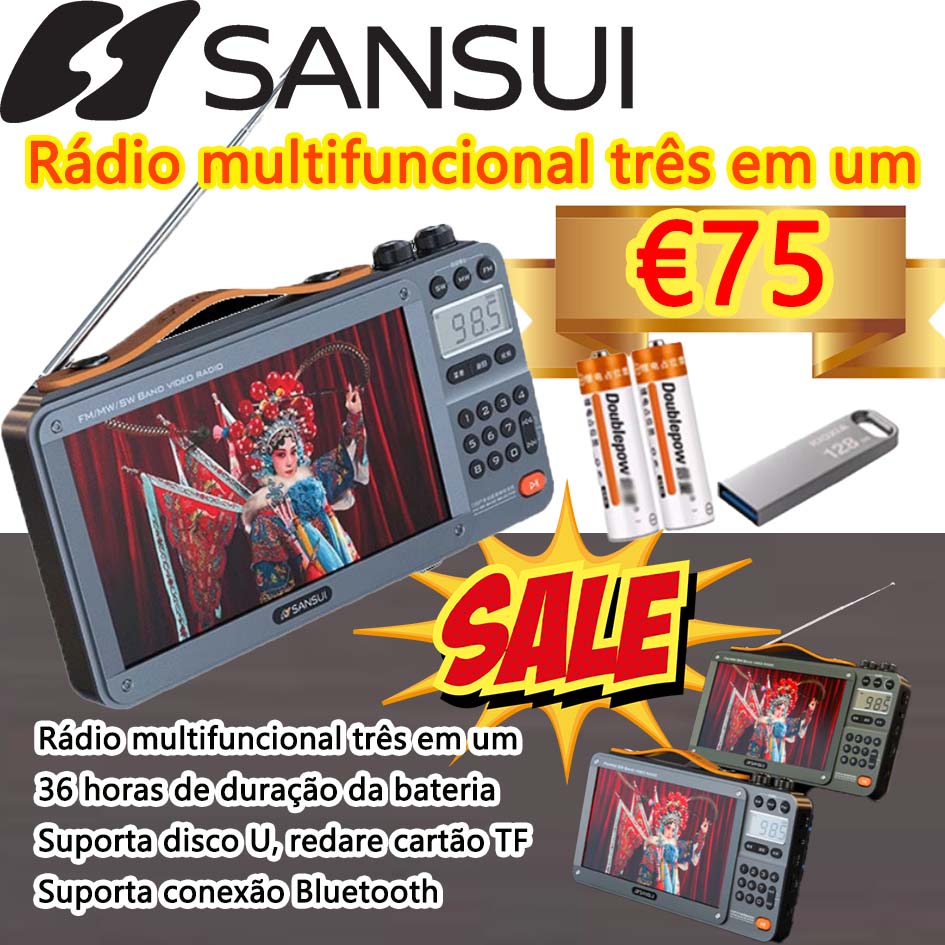 Rádio multifuncional três em um com ecrã tátil da Sansui