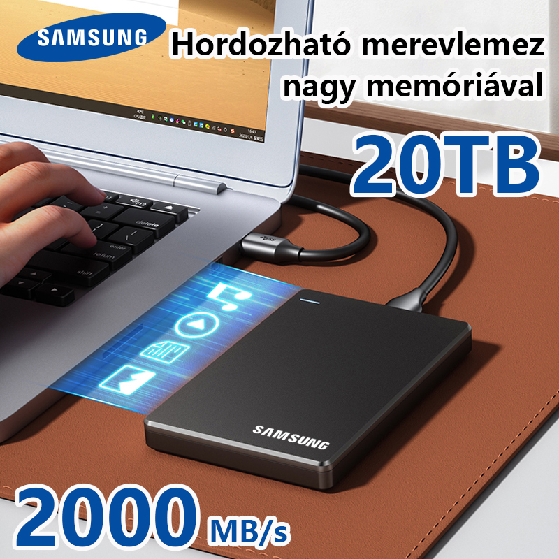 【2000MB/s】A Samsung első 20 TB-os nagy memóriájú hordozható merevlemeze
