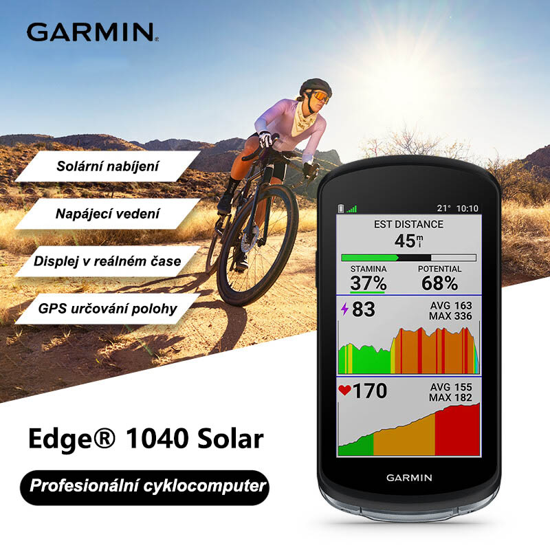 Garmin Edge® 1040 Solar Bike Logger s navigačním radarem pro záznam pohybu