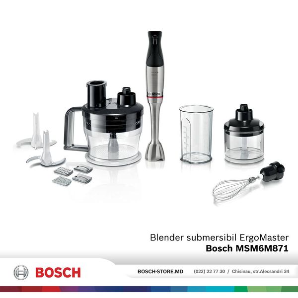 Bosch Series 6 Series 4Ručný mixér ErgoMaster 1200 W Nerezová oceľ MSM6M871