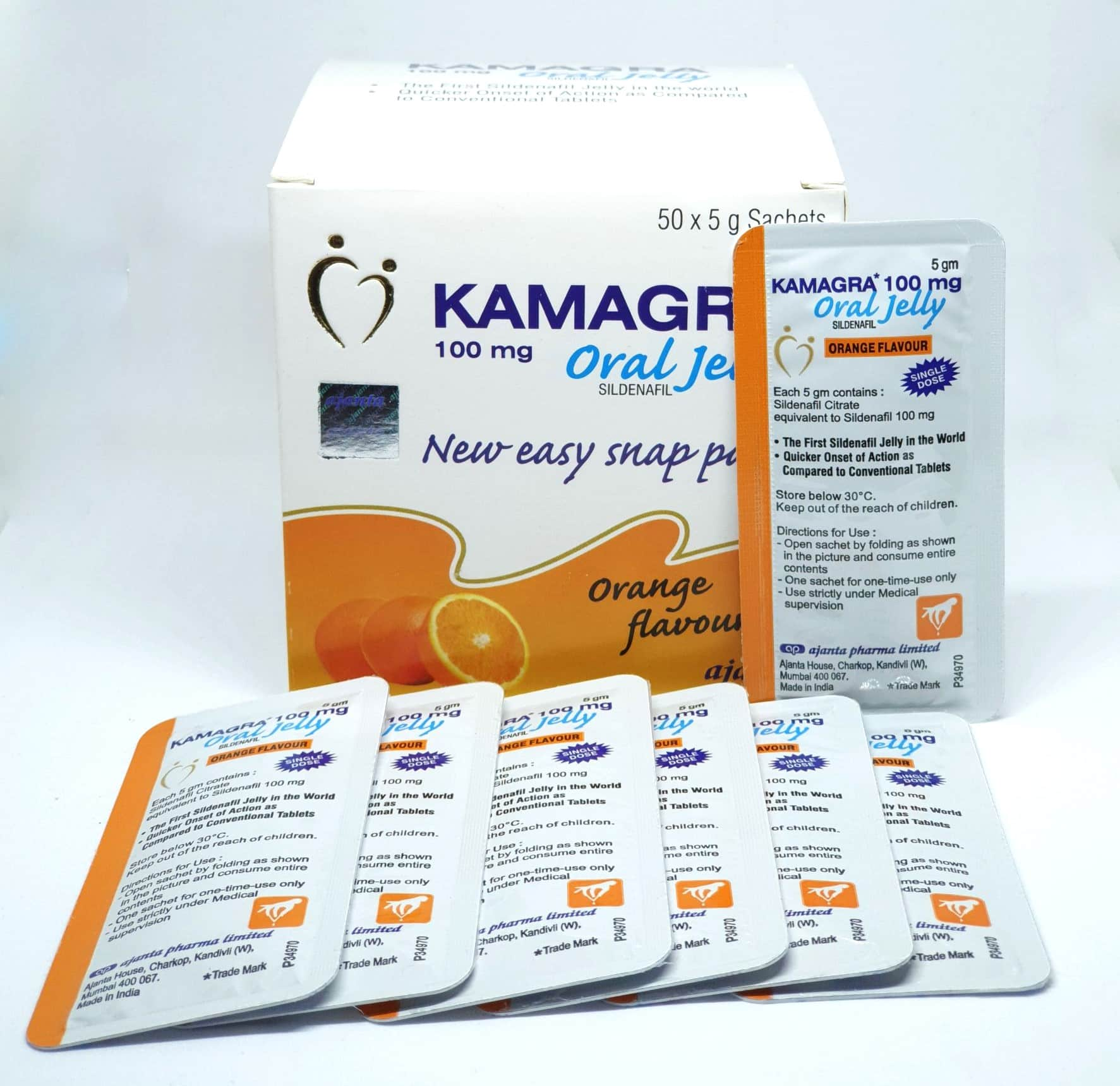 KAMAGRA [50 comprimidos x 100 mg] Comprimidos de gelatina com sabor de laranja são a melhor companhi
