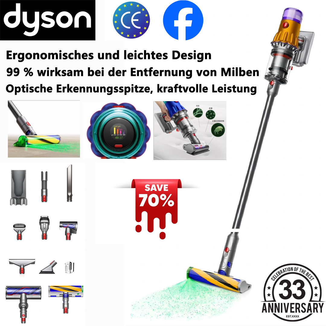 Die optische Erkennung des Dyson V12 Detect Plus Slim Akku-Staubsaugers deckt versteckte Staubpartikel auf und beseitigt Milben