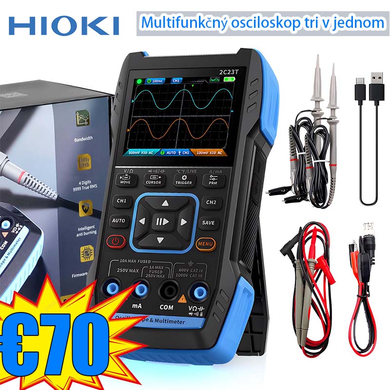 Hioki multifunkčný osciloskop tri v jednom + generátor signálu + multimeter