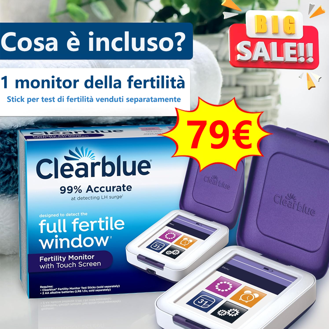 Monitor di fertilità Clearblue, 1 monitor touch screen, 1 stick test CT+Clearblue per il monitoraggio della fertilità, 30 conteggi