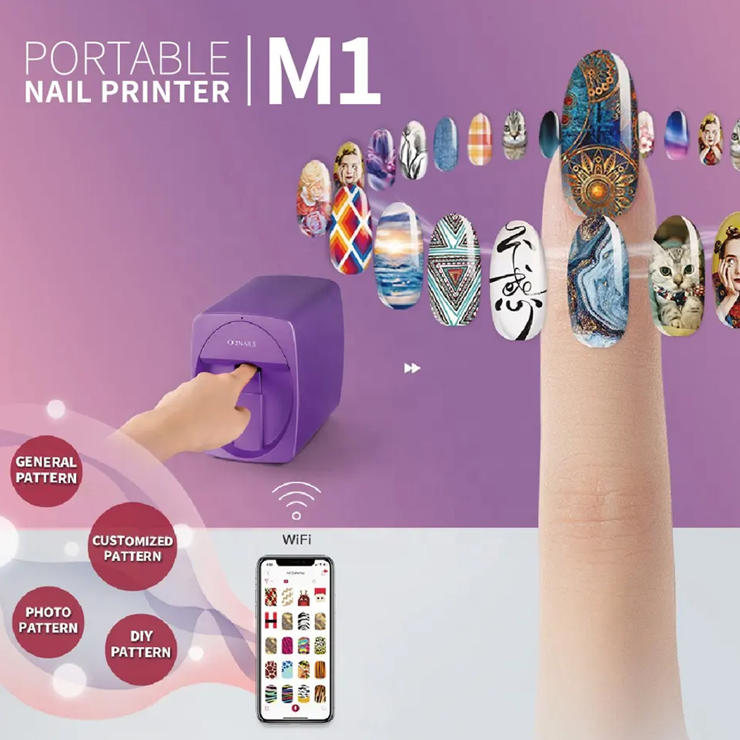 O2nails impressora móvel da arte do prego m1 3d profissional digital henna impressora artpro unha polonês máquina de investimento